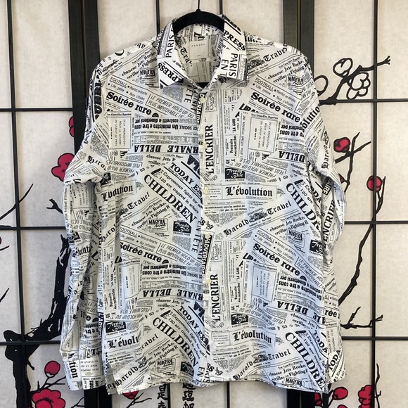 🏇 Sandro Newspaper Print Men's Shirt - Picture 2 of 13